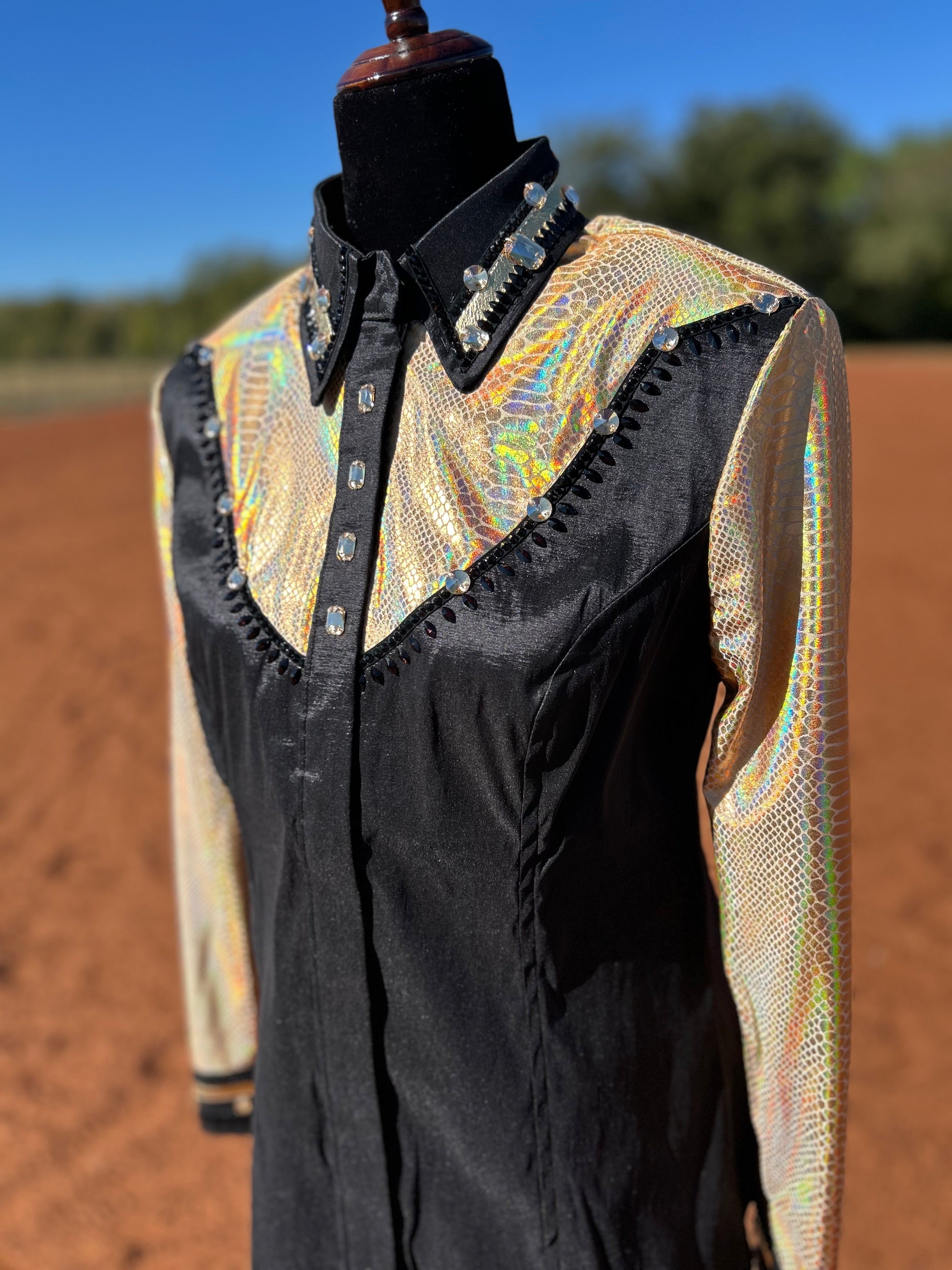 Black & Gold Punchy Couture Horse Show Dayshirt