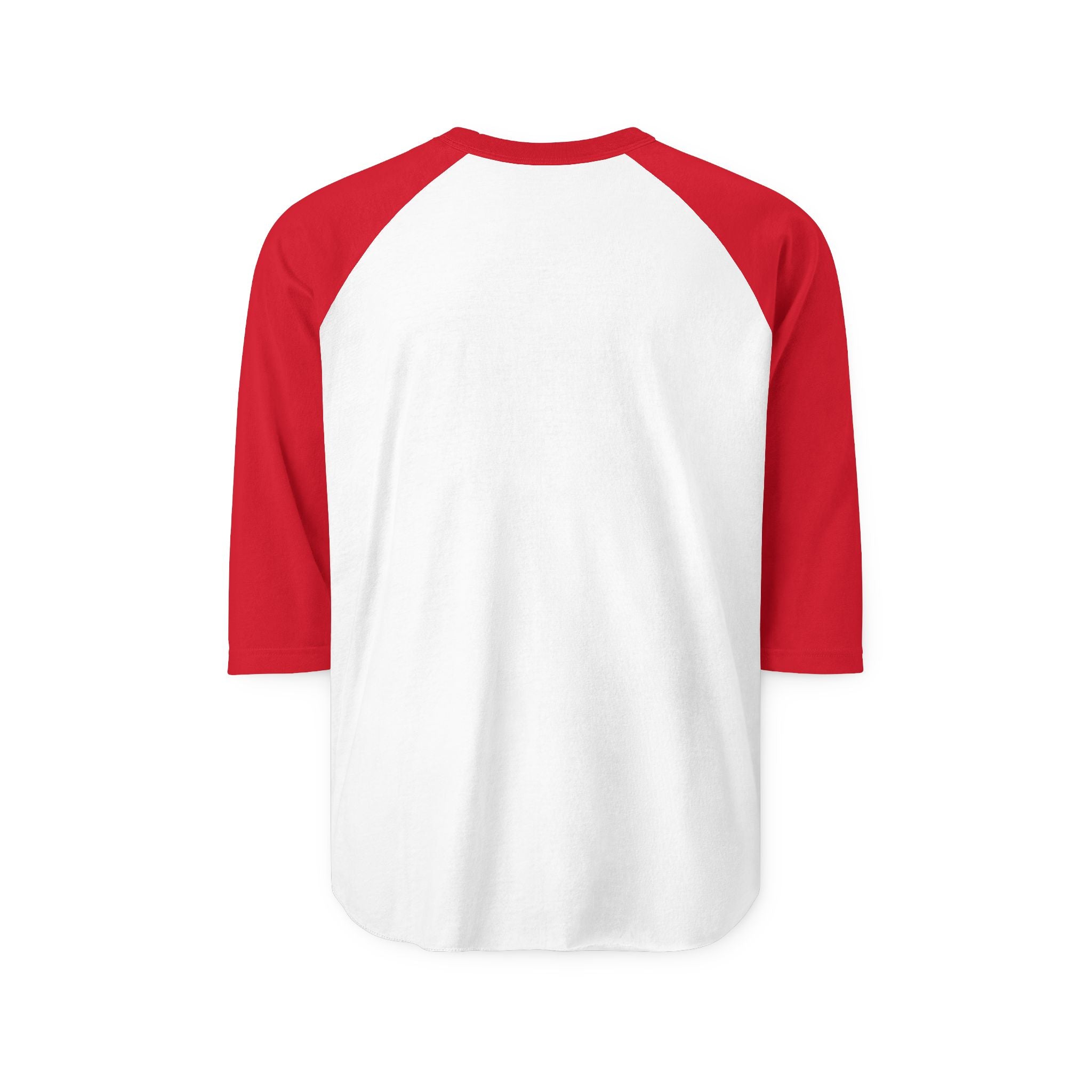 White and red raglan shirt with minimalist red line art of a horse and heart on the front; casual Western-inspired design for horse lovers.