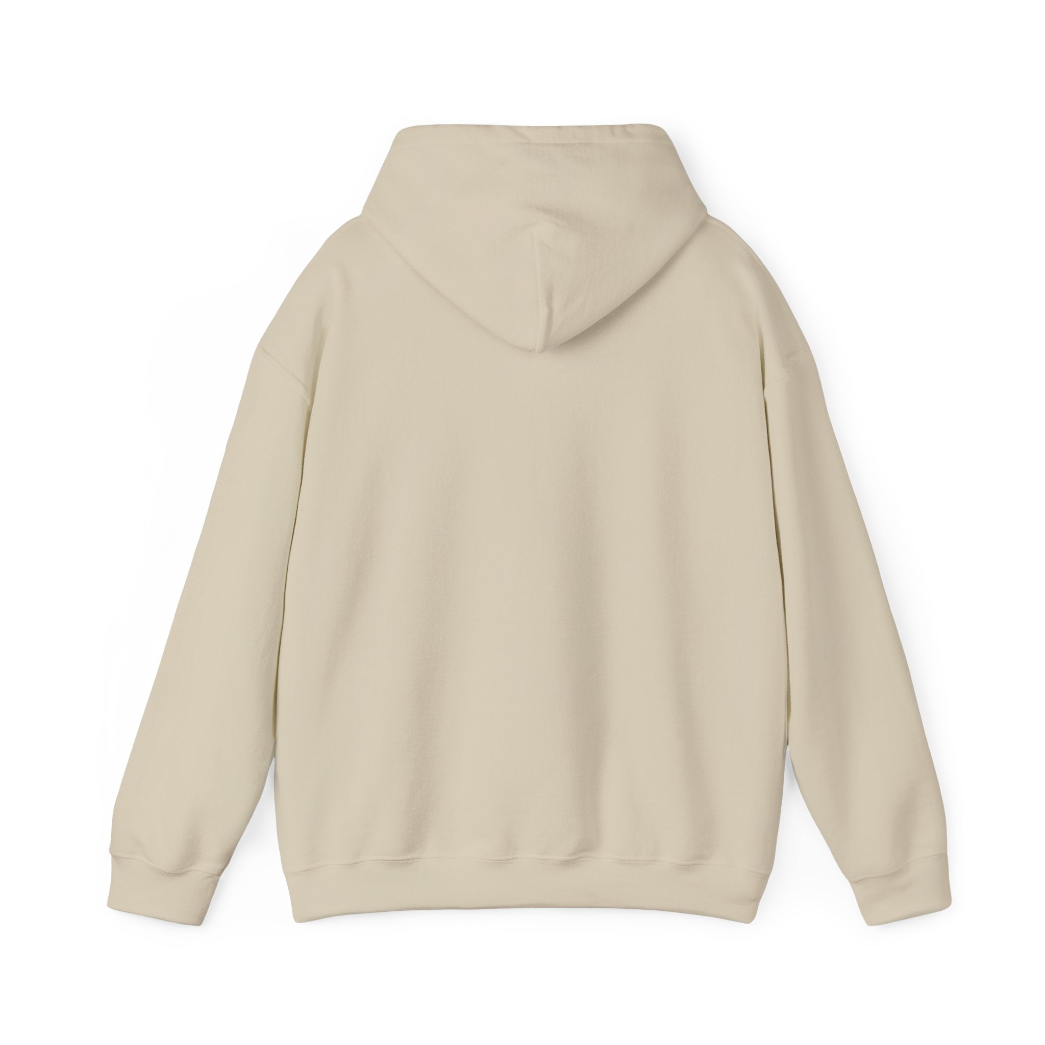 Beige hooded sweatshirt blank back view